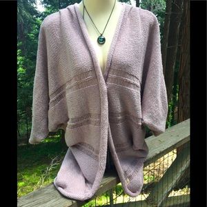 Calypso St. Barth mauve slouchy circle pastel cardigan chunky knit sweater